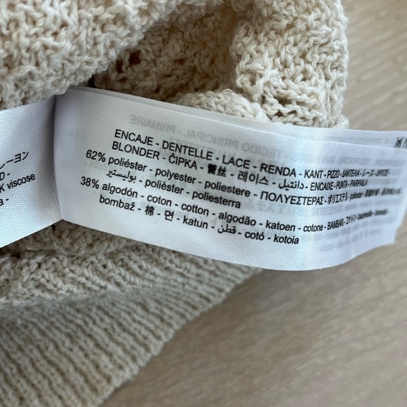 ZARA CROCHET lace RUFFLEd SWEATER sz M medium cream - Picture 6 of 9